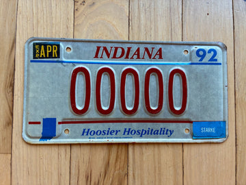 1992 Indiana Sample License Plate