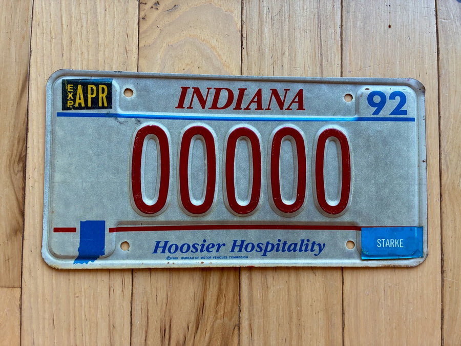 1992 Indiana Sample License Plate