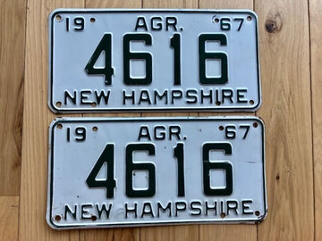 Pair of 1967 New Hampshire Agriculture License Plates