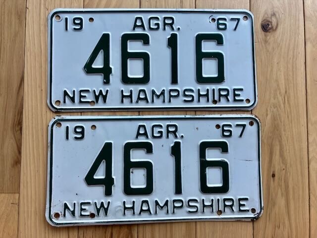 Pair of 1967 New Hampshire Agriculture License Plates