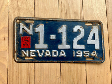 1954 Nevada License Plate W/ 1955 Tab