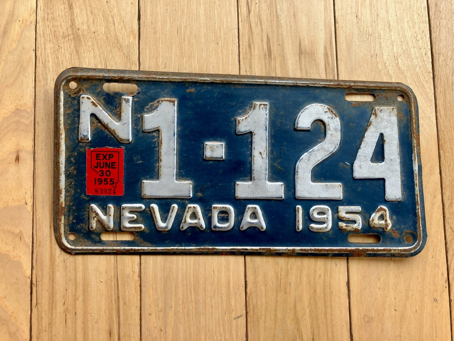 1954 Nevada License Plate W/ 1955 Tab