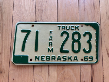 1969 Nebraska Farm Truck License Plate