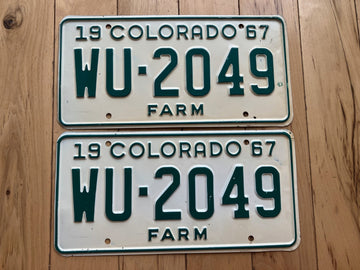 Pair of 1967 Colorado Farm License Plates
