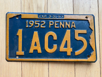 1952 Pennsylvania License Plate