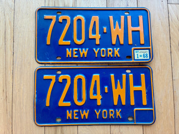 Pair of 1968 New York License Plates
