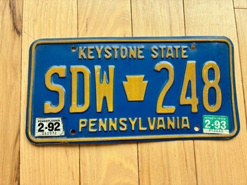 1992 1993 Pennsylvania License Plate