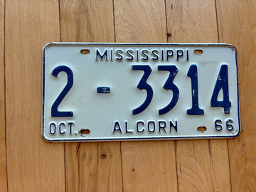 1966 Mississippi Alcorn County License Plate