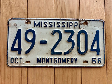 1966 Mississippi Montgomery County License Plate