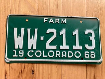 1968 Colorado Farm License Plate