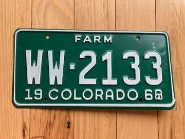 1968 Colorado Farm License Plate