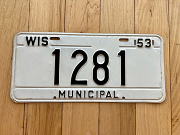 1953 Wisconsin Municipal License Plate