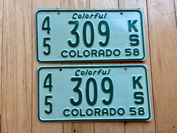 Pair of 1958 Colorado Truck License Plates