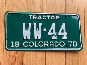 1970 Colorado Tractor License Plate