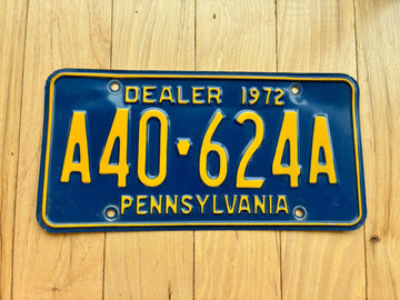1972 Pennsylvania Dealer License Plate