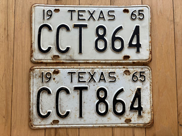 Pair of 1965 Texas License Plates - Check With DMV For YOM