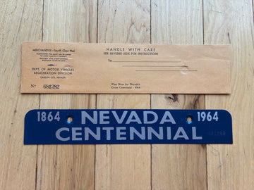 1964 Nevada Centennial License Plate Topper W/ Original Envelope