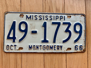 1966 Mississippi Montgomery County License Plate