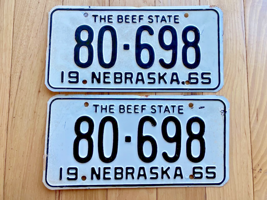 Pair of 1965 Nebraska License Plates