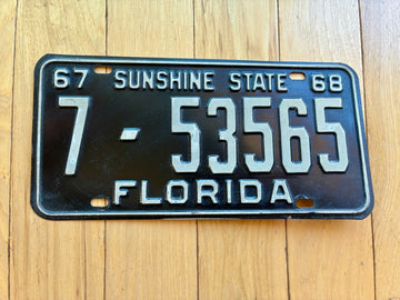 1967 1968 Florida License Plate - Numbers YOM Clear