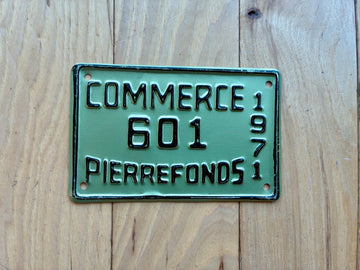 1971 Pierrefonds Quebec Commerce License Plate
