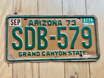 1973 Arizona License Plate MVD Clear W/ 1974 Tab