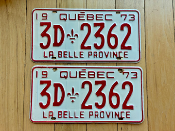 1973 Pair of Quebec License Plates