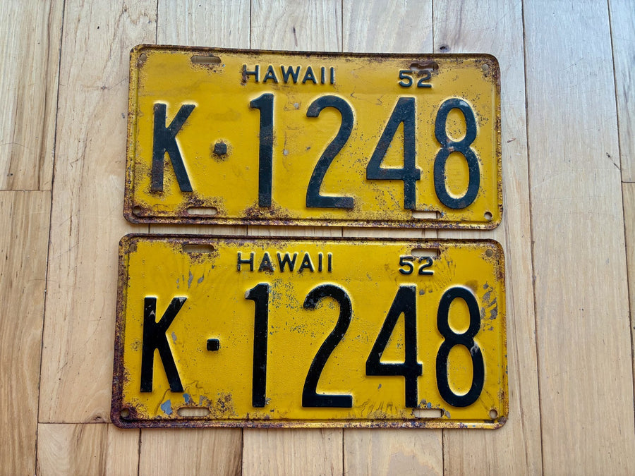 1952 Pair of Hawaii Kauai License Plates