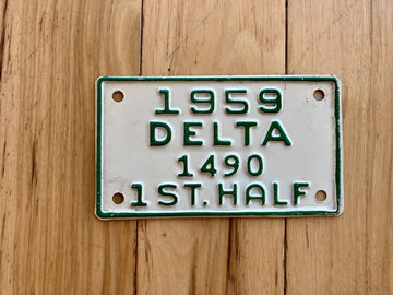 1959 British Columbia Delta First Half License Plate