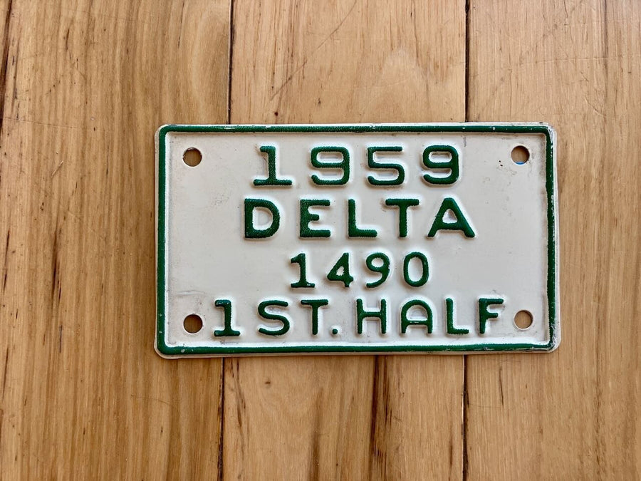 1959 British Columbia Delta First Half License Plate