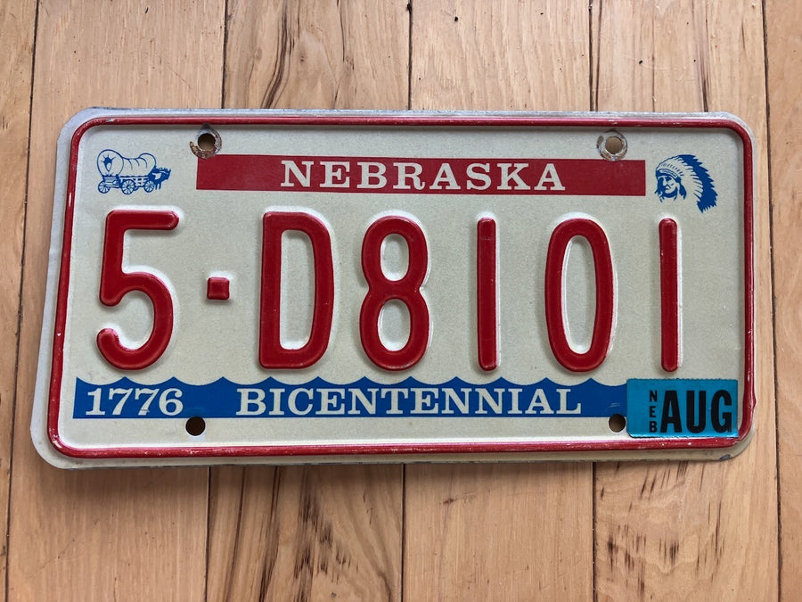 1976 Nebraska Bicentennial License Plate