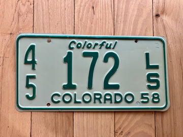 1958 Colorado Trailer License Plate