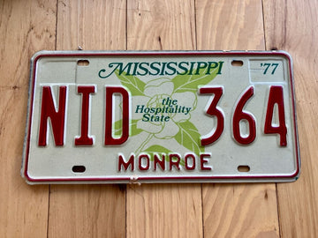 1977 Mississippi Monroe County License Plate