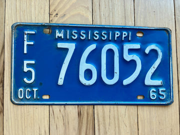 1965 Mississippi F5 License Plate