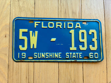 1960 Florida License Plate - Not YOM Clear