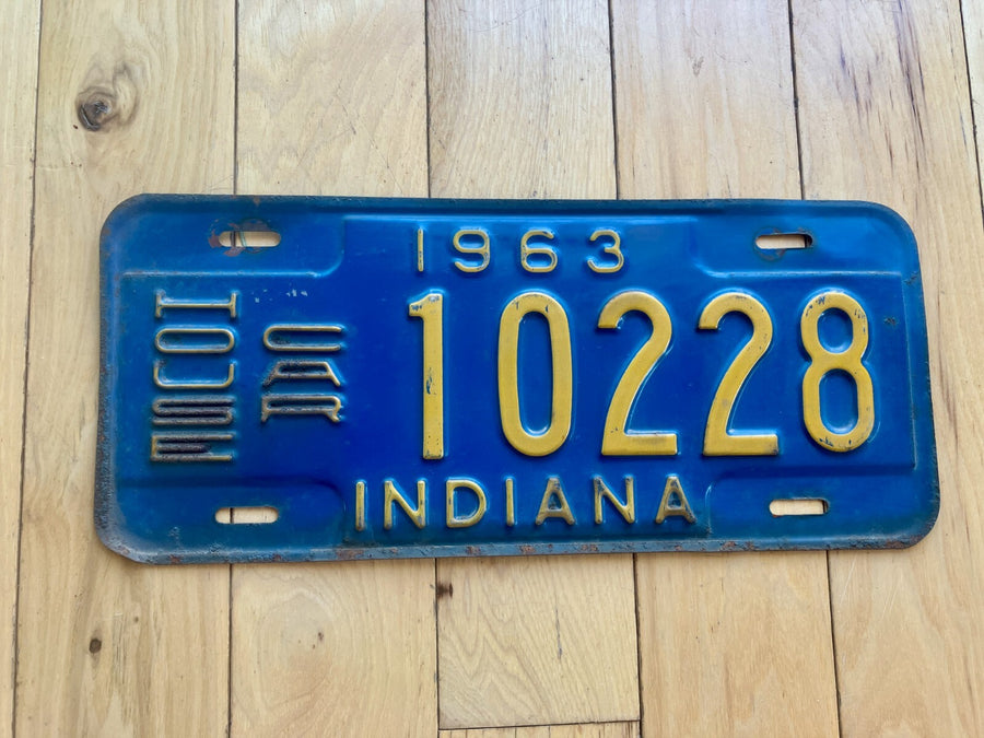 1963 Indiana House Car License Plate