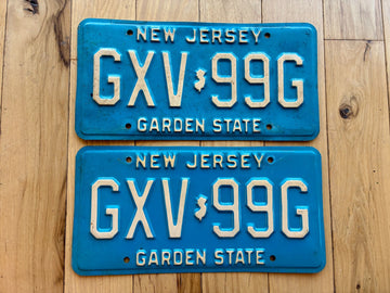 Pair of 1980s Base New Jersey License Plates