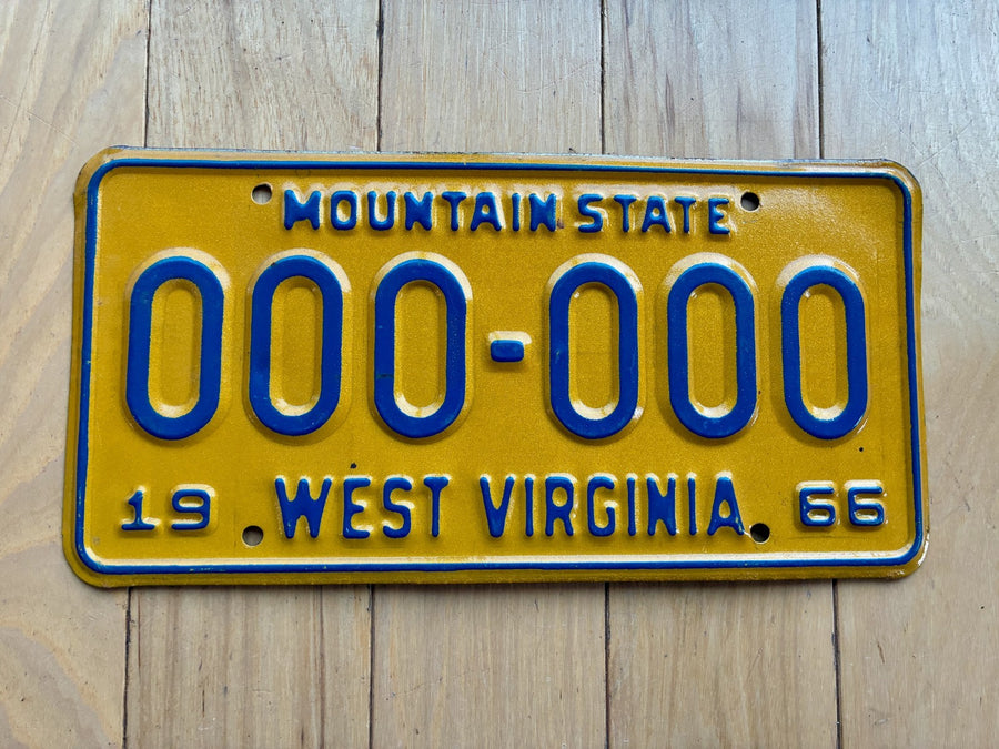 1966 West Virginia Sample License Plate
