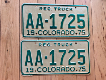 Pair of 1975 Colorado Recreational Truck License Plates