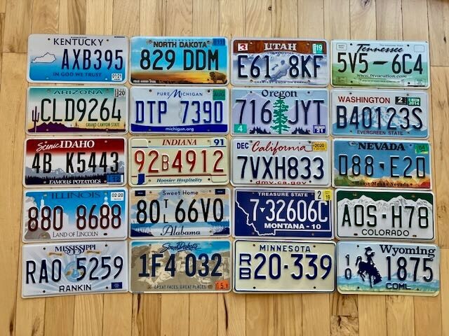 Gift Set of 20 License Plates in Good Condition