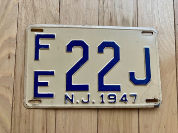 1947 New Jersey License Plate