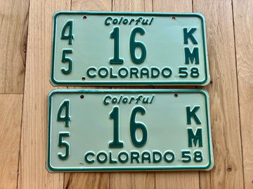 Pair of 1958 Colorado Metro Truck License Plates