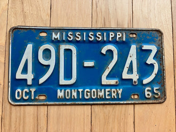 1965 Mississippi Montgomery County License Plate