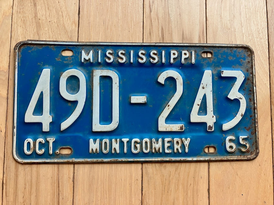 1965 Mississippi Montgomery County License Plate