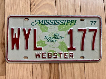 1977 Mississippi Webster County License Plate