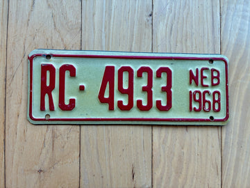 1968 Nebraska Railway Commission License Plate