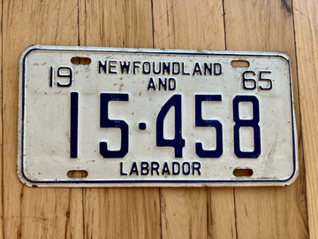 1965 Newfoundland And Labrador License Plate