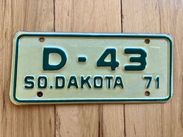 1971 South Dakota Motorcycle Dealer License Plate