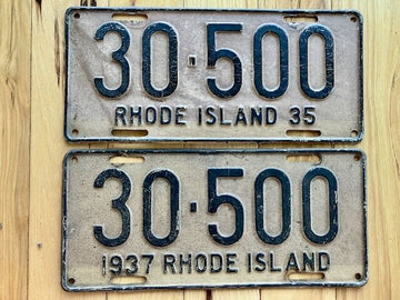 Pair of 1937 Rhode Island License Plates