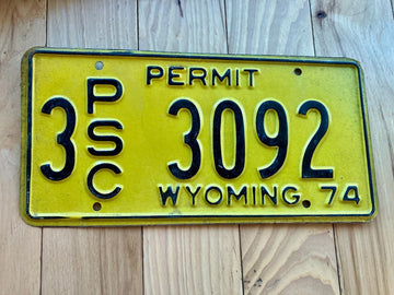 1974 Wyoming Permit License Plate